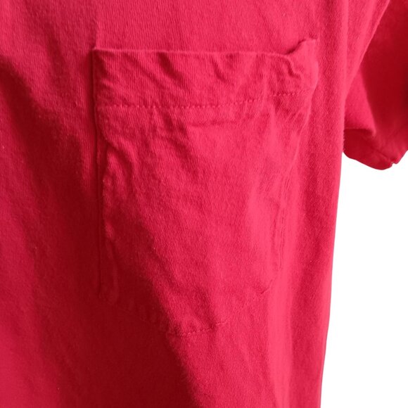 SINGLE STITCH T-shirt Vintage 1990's Men's XL Red Fruit Loom Pocket Tee USA - Picture 4 of 5